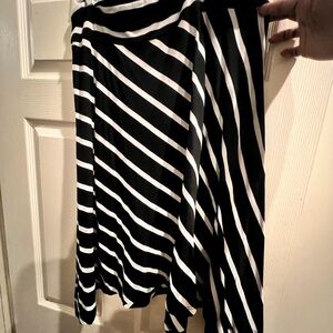 Black and White Striped Women's Skirt